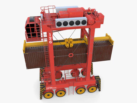 Port Container Straddle Carrier Crane V2 3D Model