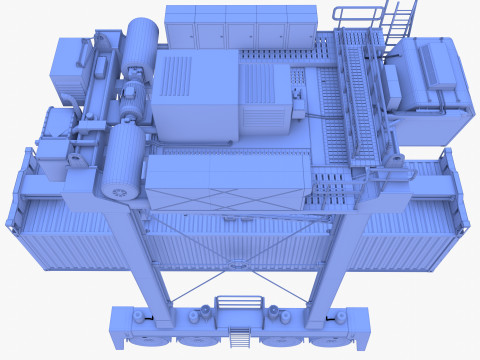 Port Container Straddle Carrier Crane V2 Modèle 3D