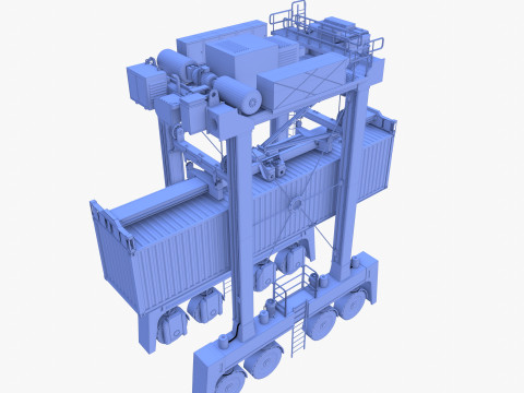 Port Container Straddle Carrier Crane V2 Modèle 3D