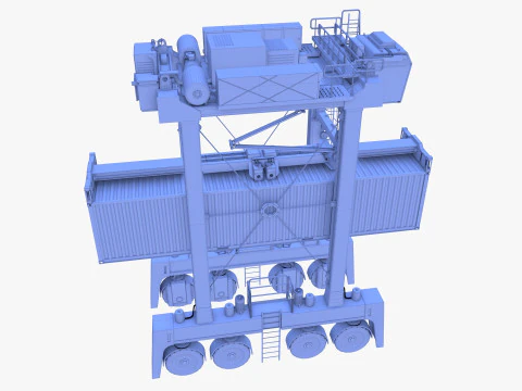 Port Container Straddle Carrier Crane V2 3D Model