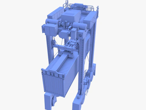 Port Container Straddle Carrier Crane V2 3D Model