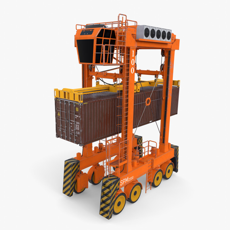 Port Container Straddle Carrier Crane V3 Modelo 3D .c4d .max .obj .3ds .fbx .stl .blend 