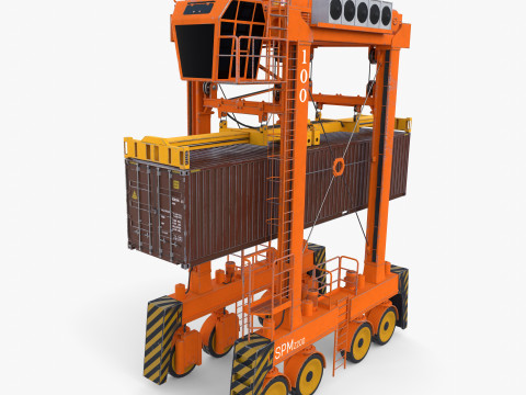 Port Container Straddle Carrier Crane V3 3D Model