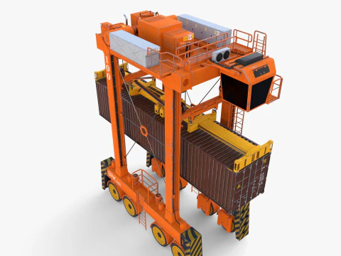Port Container Straddle Carrier Crane V3 3D Model