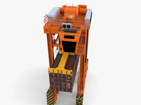 Port Container Straddle Carrier Crane V3 3D Model