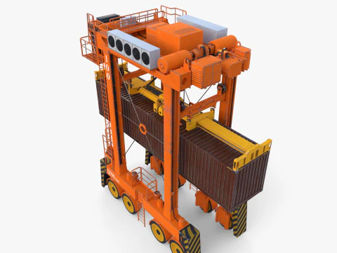 Port Container Straddle Carrier Crane V3 3D Model