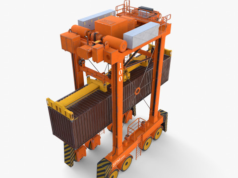 Port Container Straddle Carrier Crane V3 Modelo 3D