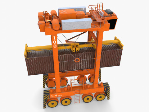 Port Container Straddle Carrier Crane V3 Modelo 3D