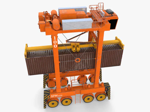 Port Container Straddle Carrier Crane V3 3D Model