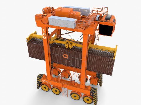Port Container Straddle Carrier Crane V3 Modelo 3D