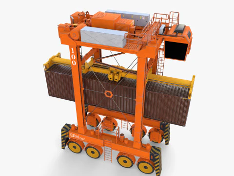 Port Container Straddle Carrier Crane V3 3D Model