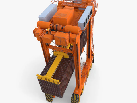 Port Container Straddle Carrier Crane V3 3D Model