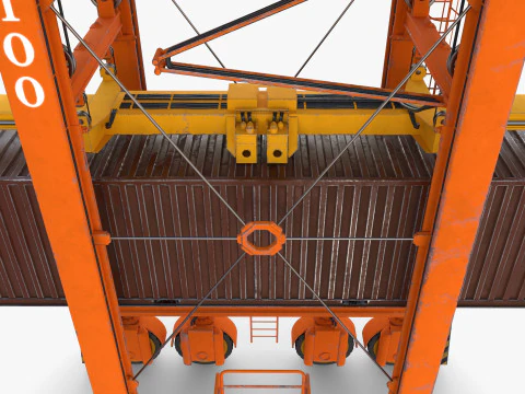 Port Container Straddle Carrier Crane V3 3D Model