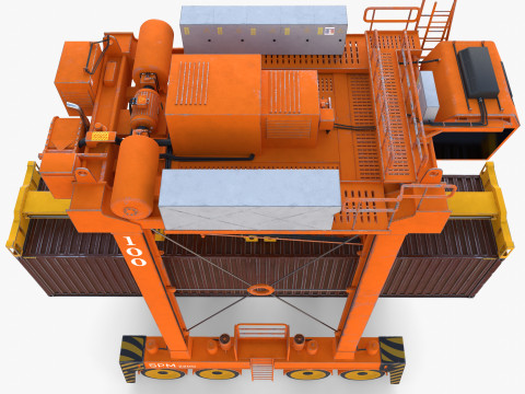 Port Container Straddle Carrier Crane V3 Modelo 3D