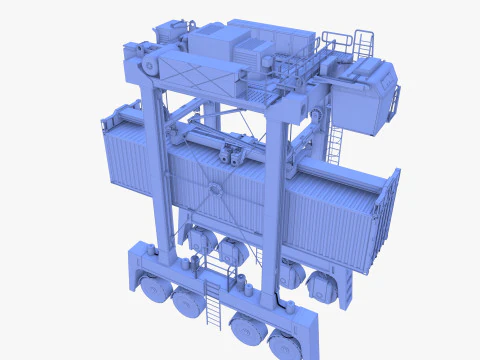 Port Container Straddle Carrier Crane V3 3D Model