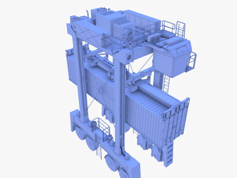 Port Container Straddle Carrier Crane V3 3D Model