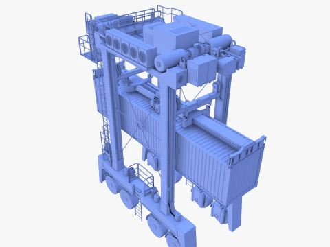 Port Container Straddle Carrier Crane V3 3D Model