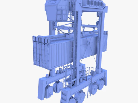 Port Container Straddle Carrier Crane V3 3D Model