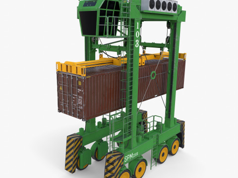 Port Container Straddle Carrier Crane V4 3D 模型