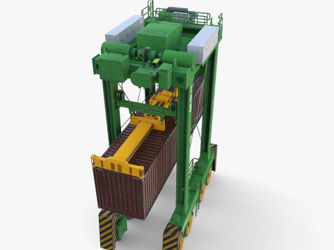 Port Container Straddle Carrier Crane V4 3D Модель