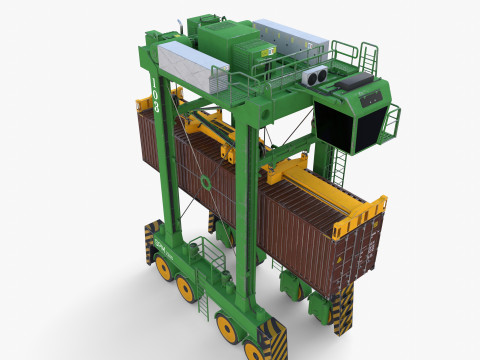Port Container Straddle Carrier Crane V4 3D Модель