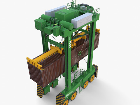 Port Container Straddle Carrier Crane V4 3D Модель