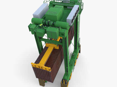 Port Container Straddle Carrier Crane V4 3D Модель
