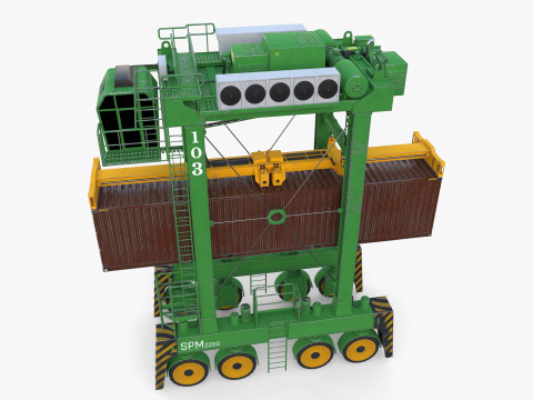 Port Container Straddle Carrier Crane V4 3D Модель