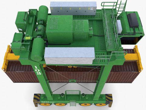 Port Container Straddle Carrier Crane V4 3D Модель