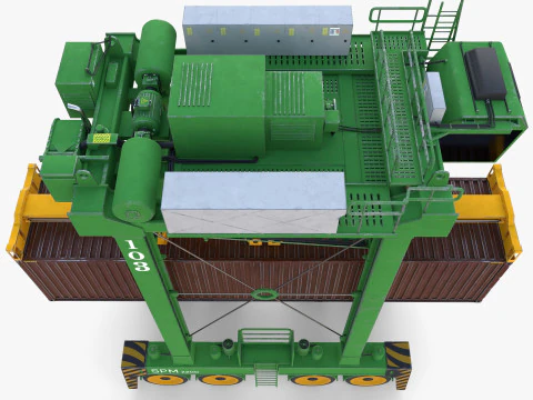 Havencontainer Straddle Carrier-kraan V4 3D Model