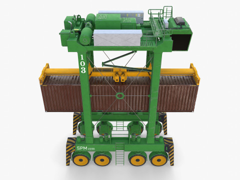 Port Container Straddle Carrier Crane V4 3D Модель
