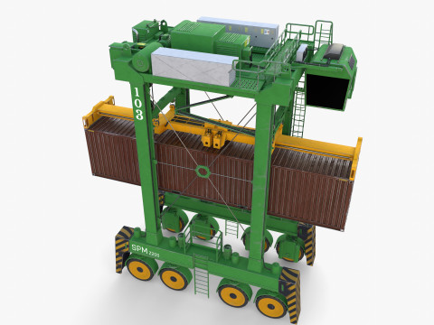 Port Container Straddle Carrier Crane V4 3D Модель