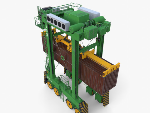 Port Container Straddle Carrier Crane V4 3D Модель