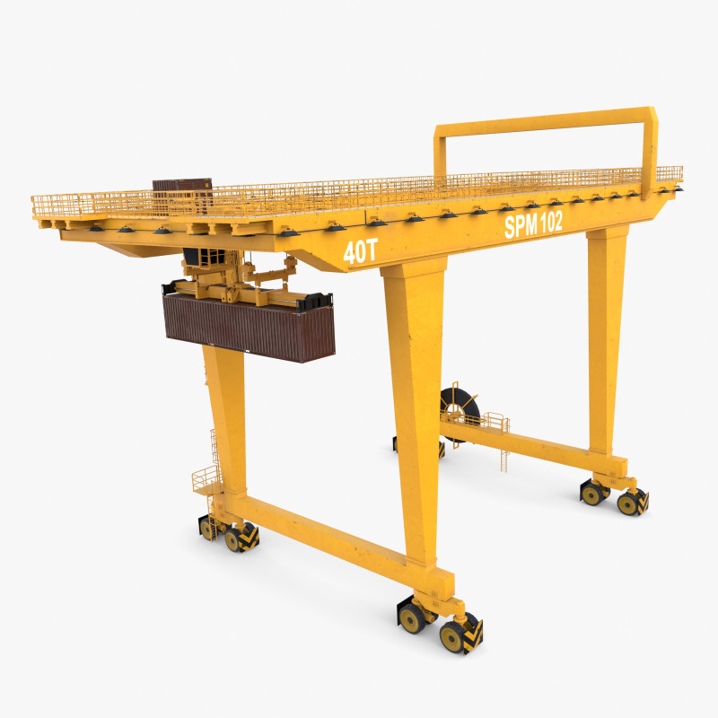 Rail Mounted Gantry Crane V4 Model 3D .c4d .max .obj .3ds .fbx .stl .blend 