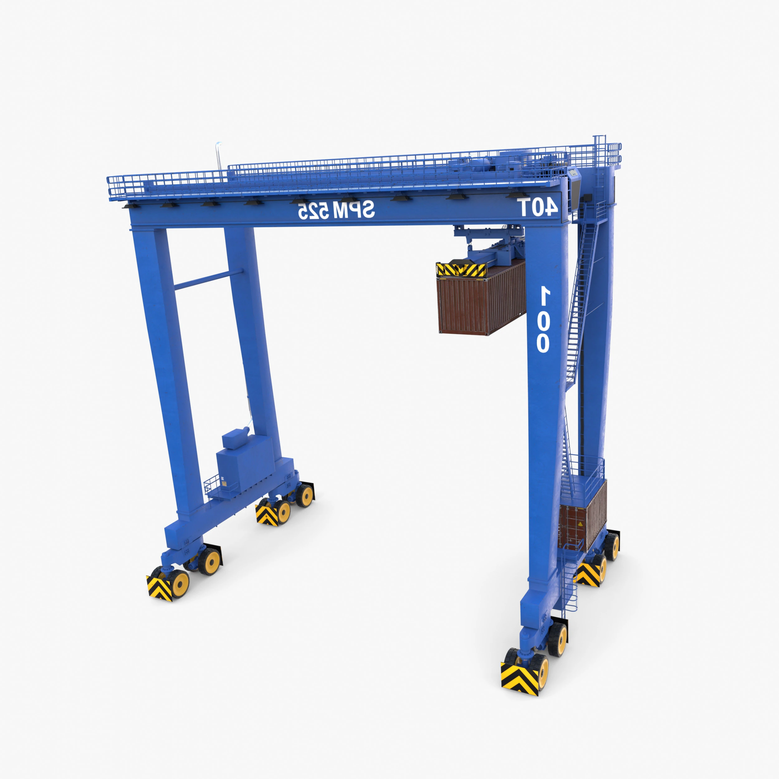 Rubber Tired Gantry Crane V1 3D Model .c4d .max .obj .3ds .fbx .stl .blend 