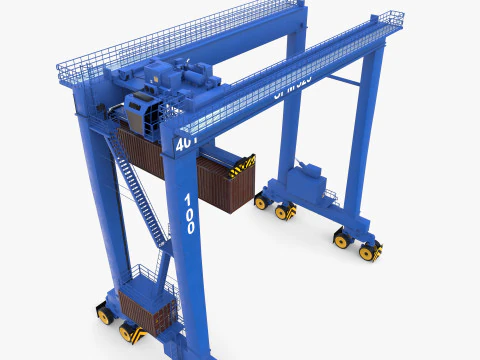 Rubber Tired Gantry Crane V1 3D Model