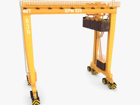 Rubber Tired Gantry Crane V3 3D Model