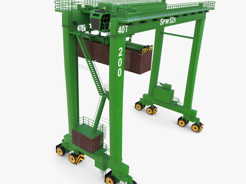 Rubber Tired Gantry Crane V4 Model 3D