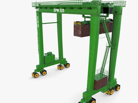 Rubber Tired Gantry Crane V4 3D Model