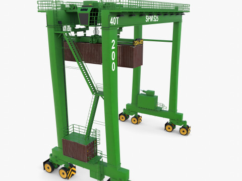 Rubber Tired Gantry Crane V4 3D Model