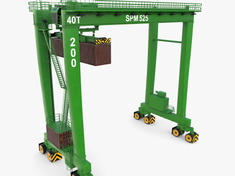 Rubber Tired Gantry Crane V4 3D Model