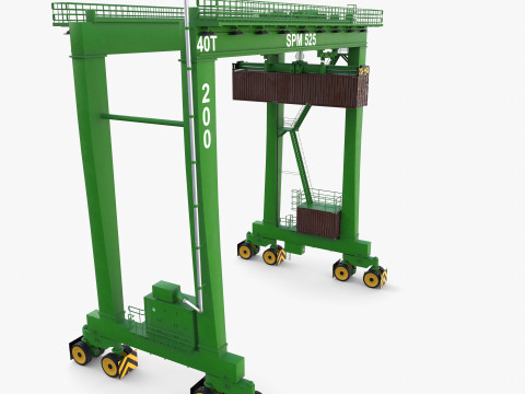 Rubber Tired Gantry Crane V4 3D Model