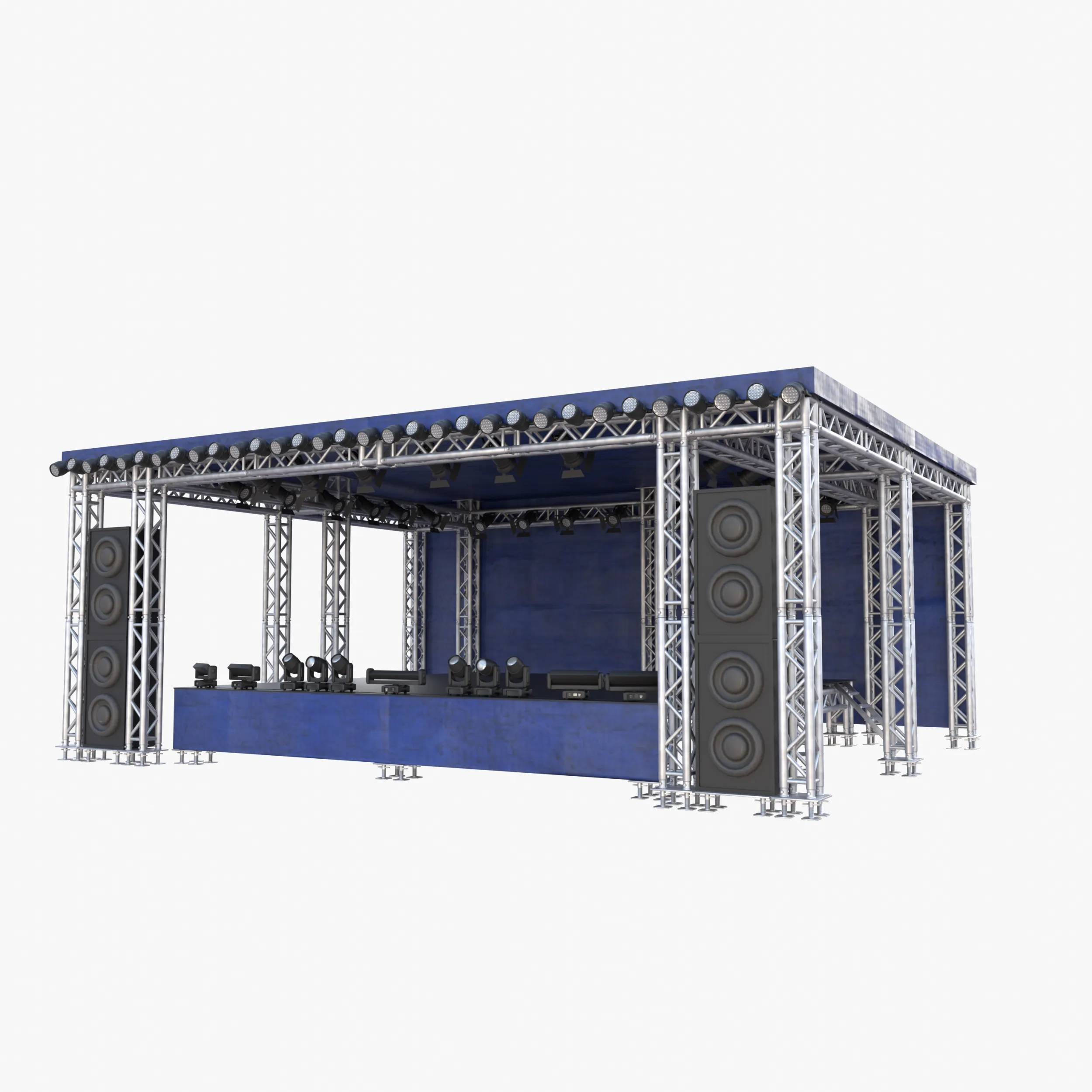 Square truss stage 3D Model .c4d .max .obj .3ds .fbx .stl .blend 