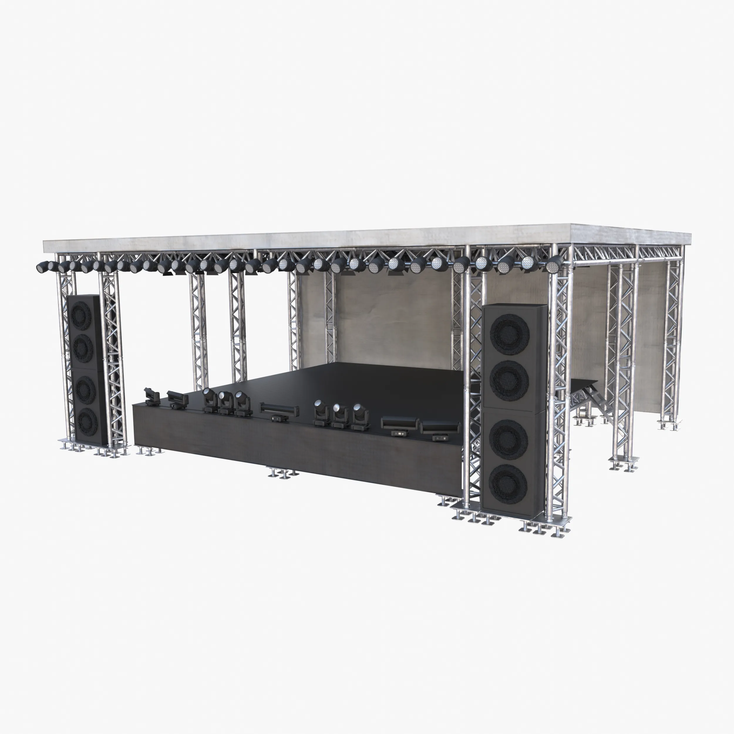 Triangle truss stage 3D Model .c4d .max .obj .3ds .fbx .stl .blend 
