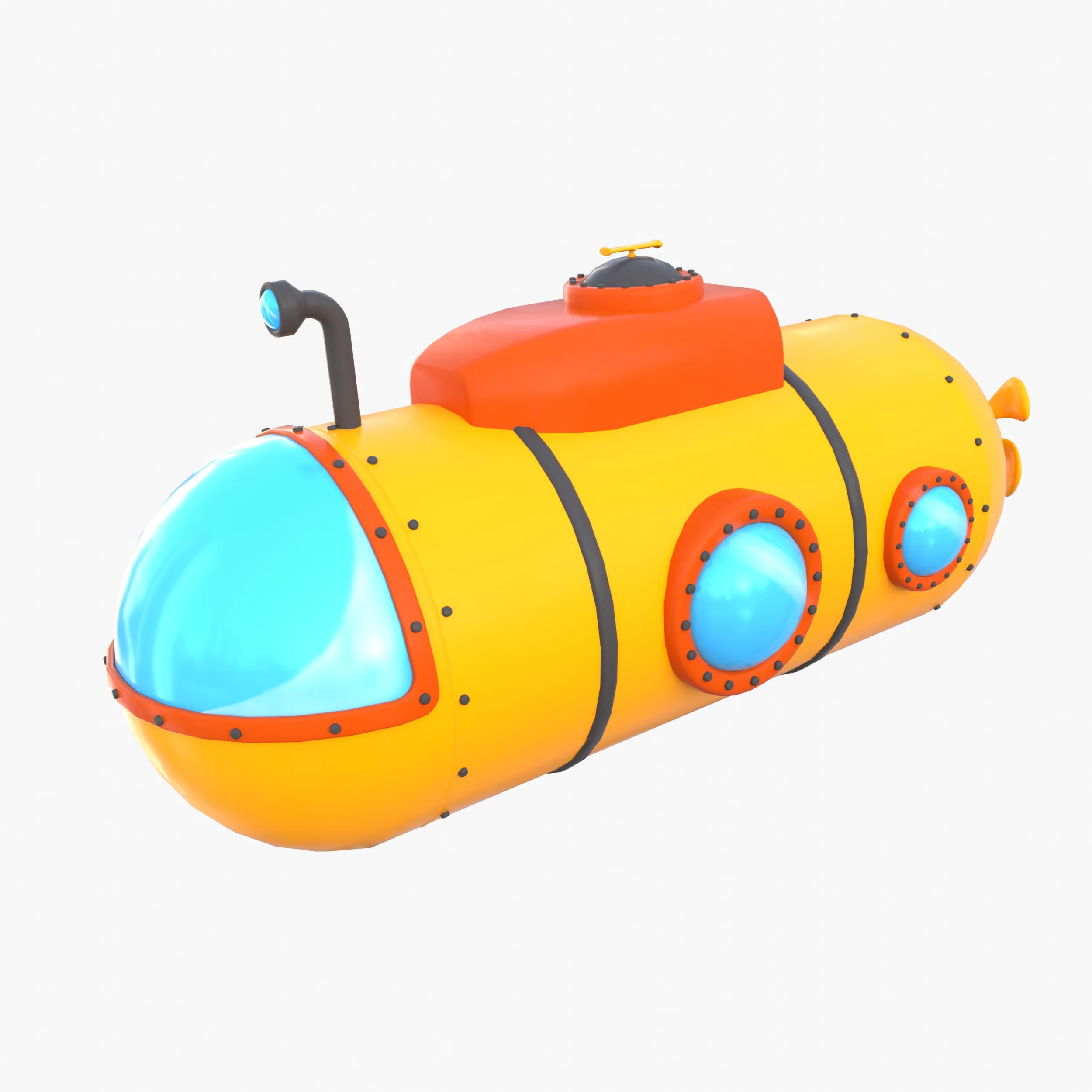 Cartoon Submarine V1 3D Model .c4d .max .obj .3ds .fbx .stl .blend 