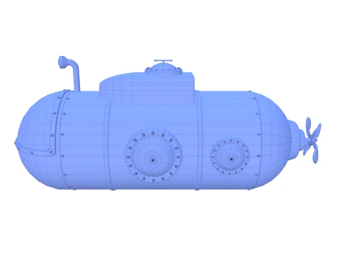 Cartoon Submarine V1 3D Model