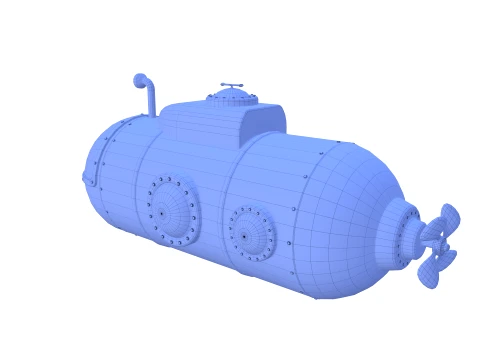 Cartoon Submarine V1 3D Model
