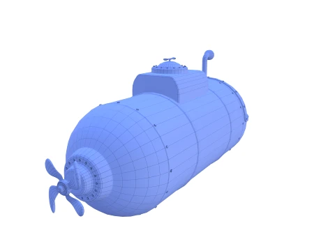 Cartoon Submarine V1 3D Model