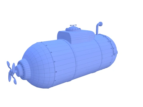 Cartoon Submarine V1 3D Model