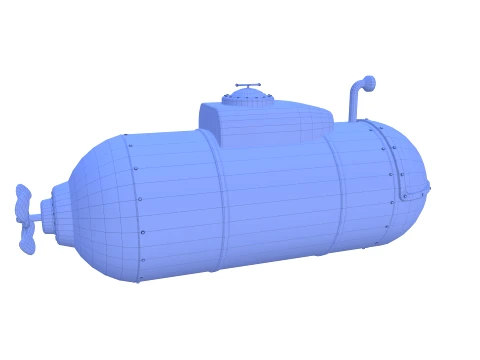 Cartoon Submarine V1 3D Model